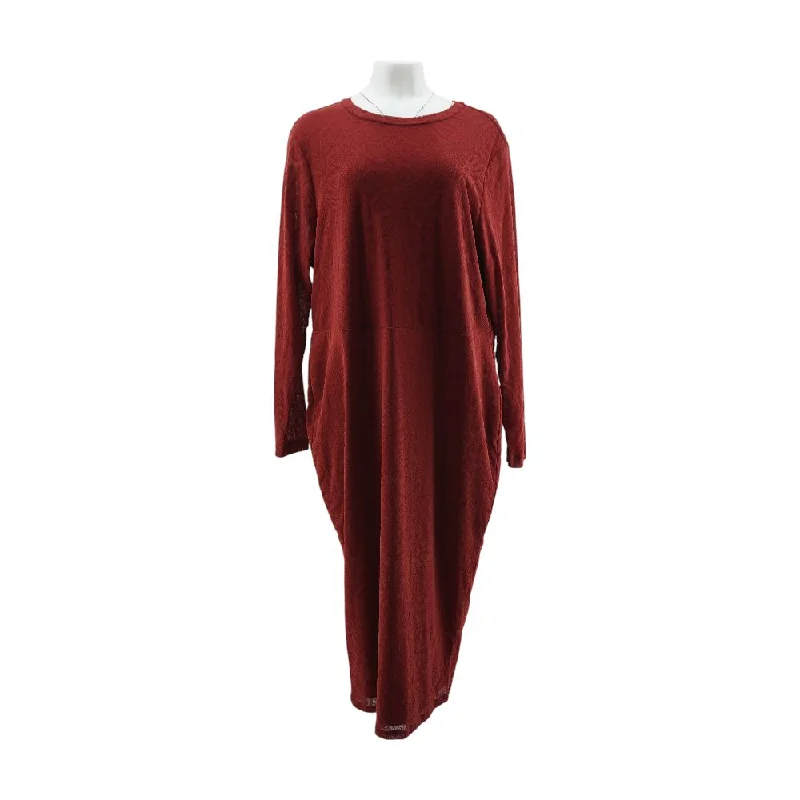 Great Deals Burgundy Solid Midi Dress