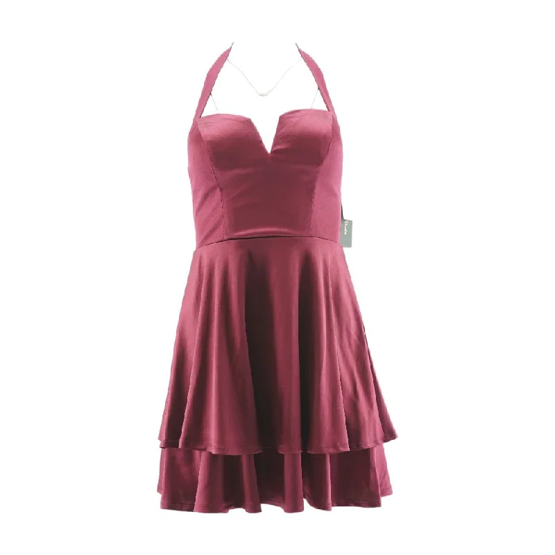 Crazy Deals Burgundy Solid Mini Dress