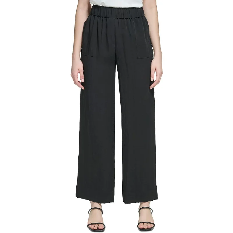 Exclusive Access Calvin Klein Womens High Rise Stretch Wide Leg Pants