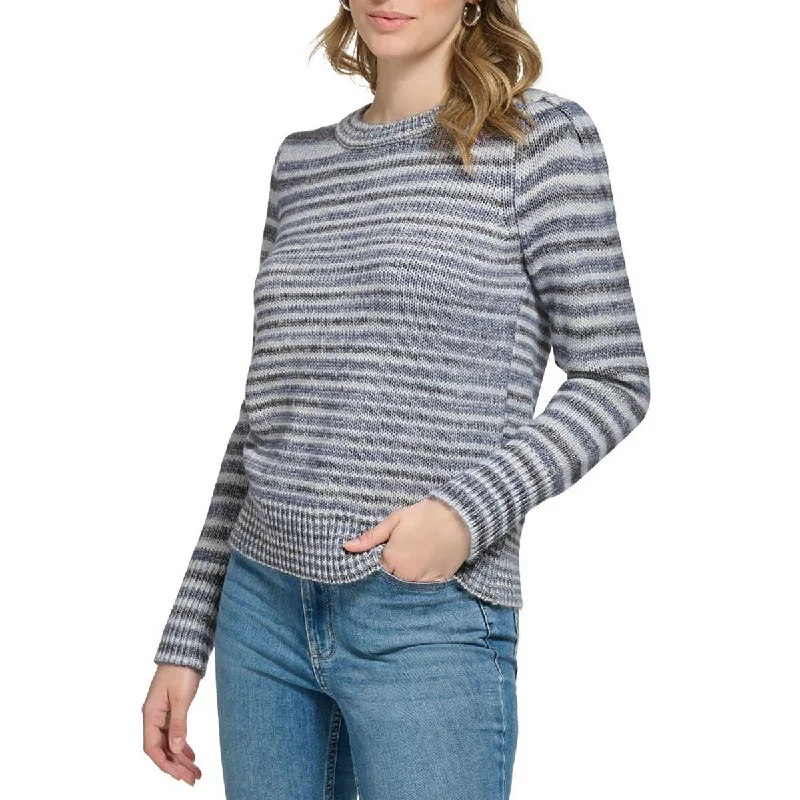 Price Reduction Calvin Klein Womens Striped Puff Shoulder Pullover Sweater