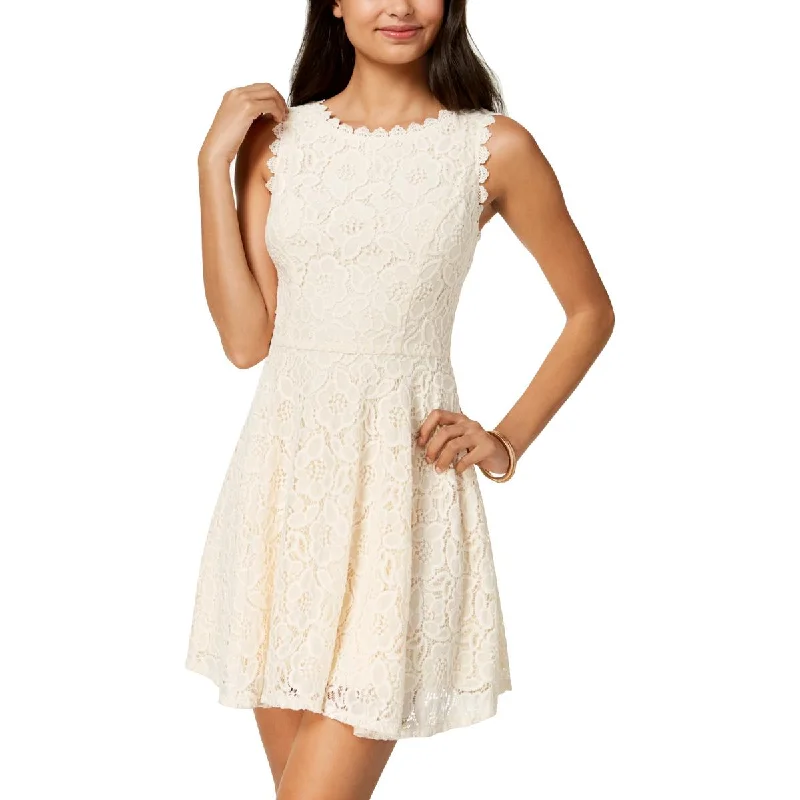 Discount Extravaganza City Studio Womens Juniors   Lace Overlay Mini Fit & Flare Dress