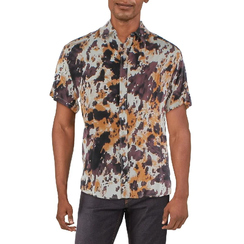 Big Discounts Denim Bay Mens Printed Short Sleeve Button-Down Shirt