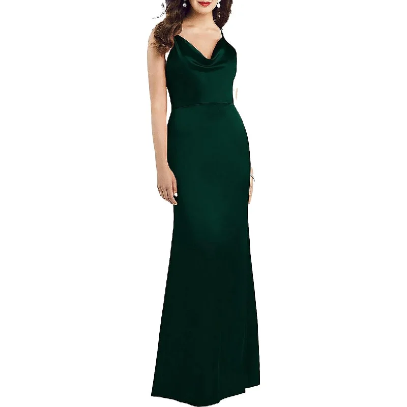 Sneak Peek Sale Dessy Collection by Vivian Diamond Womens Satin Cowlneck Evening Dress