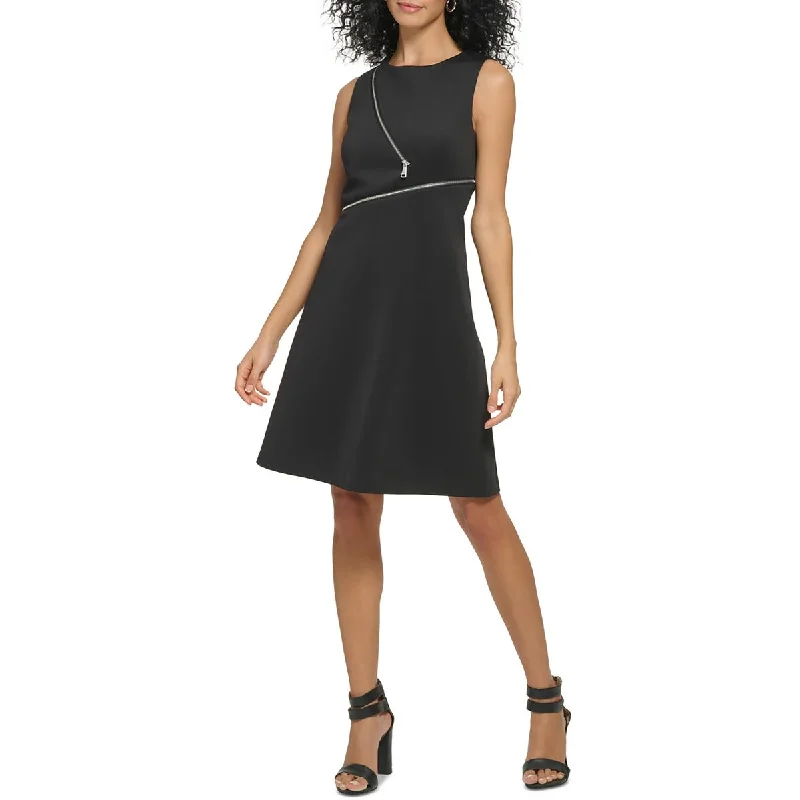 Online Only DKNY Womens Crew Neck Short Shift Dress