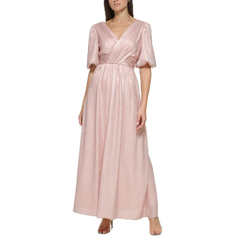 Price Rollback DKNY Womens Metallic Puff Sleeve Evening Dress