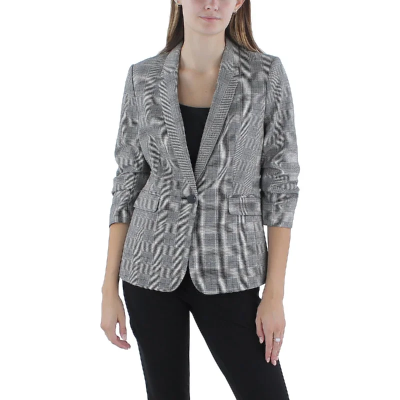 Value Deals DKNY Womens Petites Ruched Suit Separate One-Button Blazer