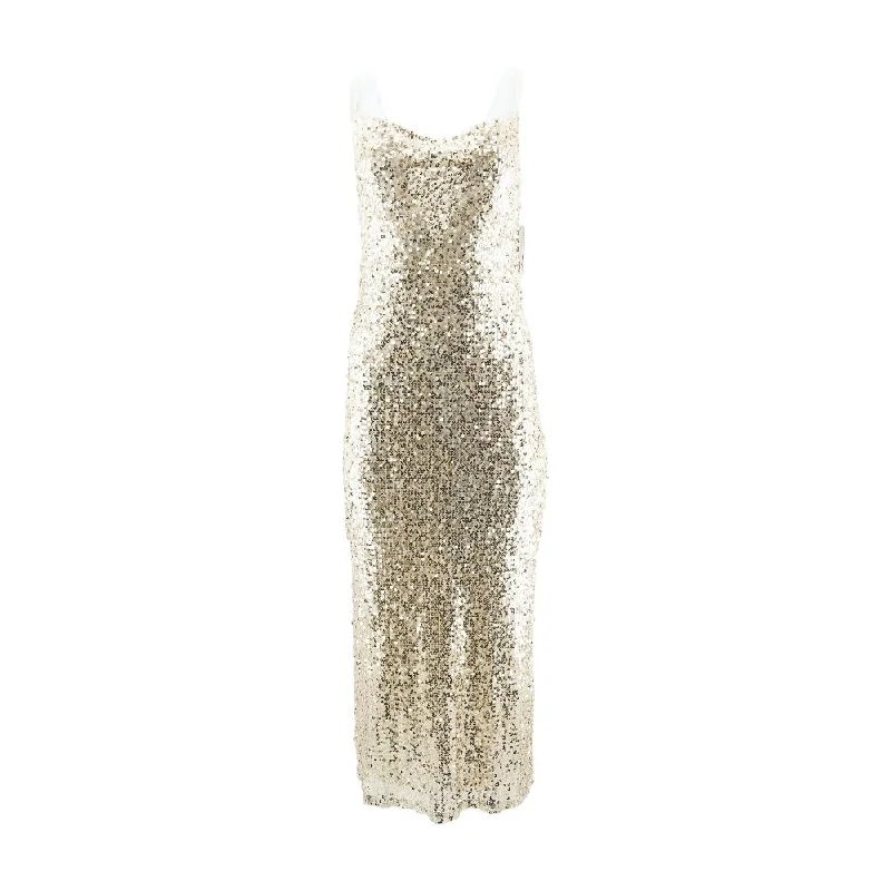 Midnight Madness Gold Solid Maxi Dress