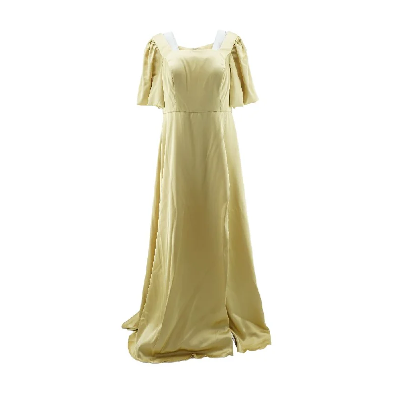 Extra Savings Gold Solid Maxi Dress