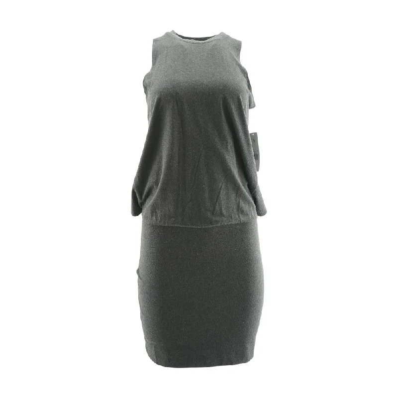 Online Specials Gray Solid Midi Dress