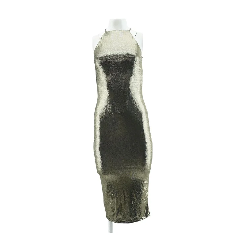 Don't Wait Gray Solid Midi Dress