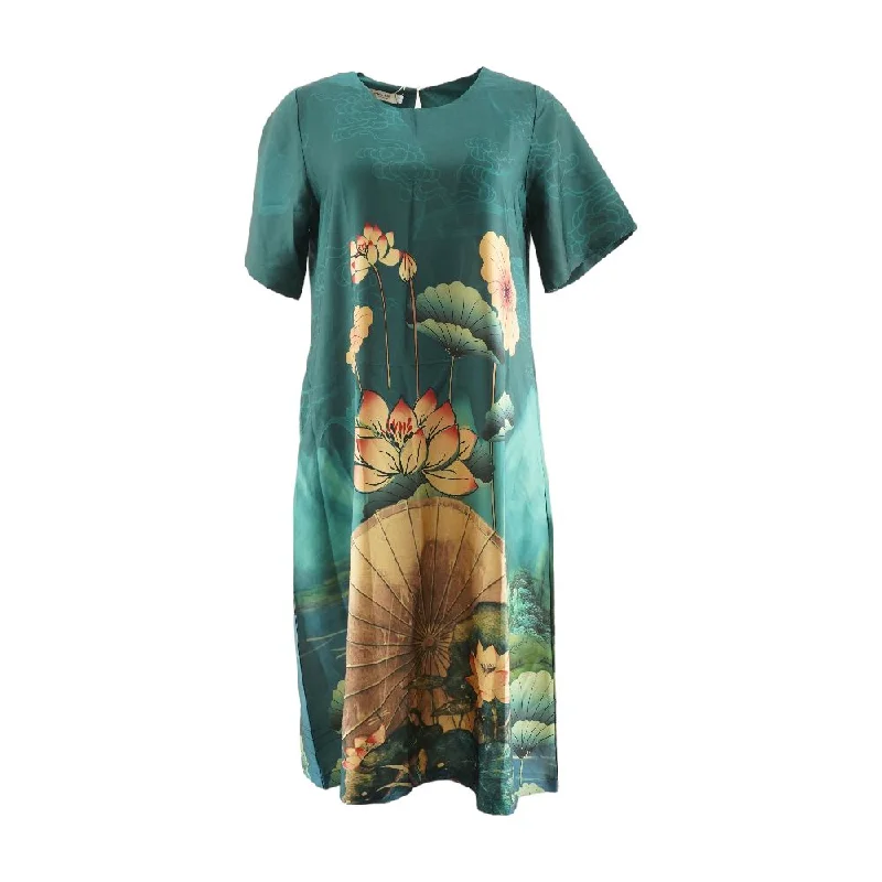 Factory Direct Sale Green Floral Midi Dress