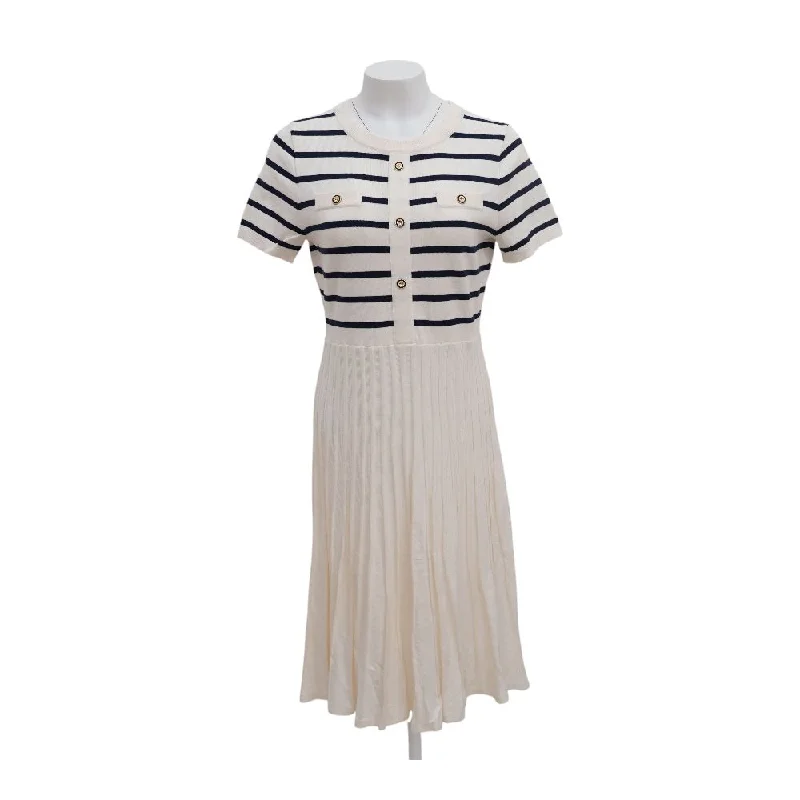 Savings Event Ivory Striped Midi Dress