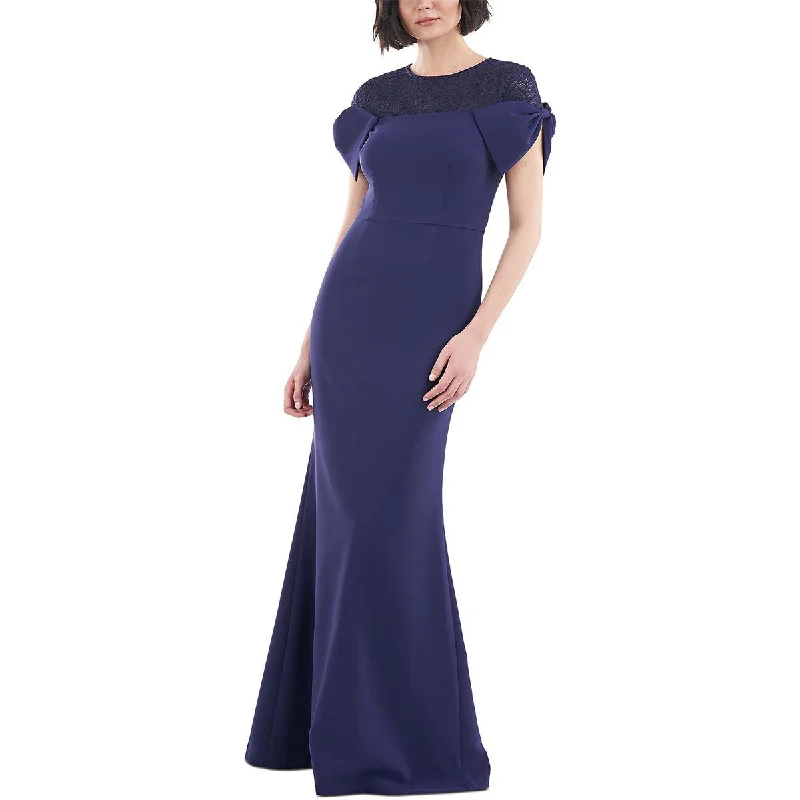 Low Prices JS Collections Womens Lace Trim Knot Sleeve Evening Dress