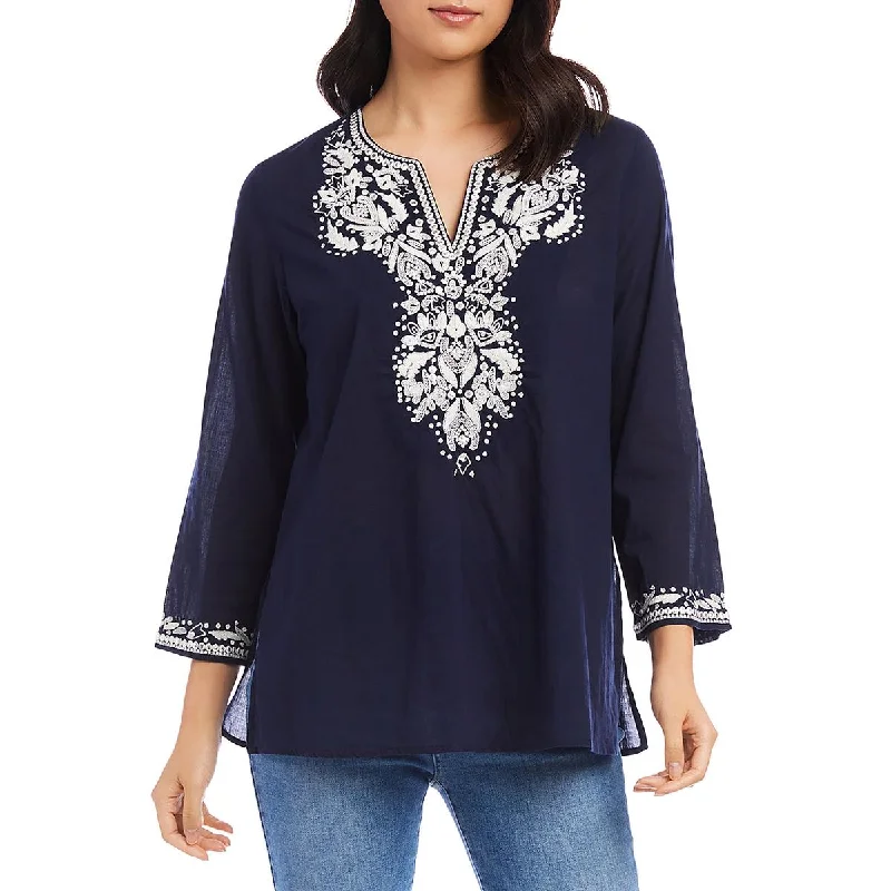 Super Deal Karen Kane Womens Cotton Embroidered Tunic Top
