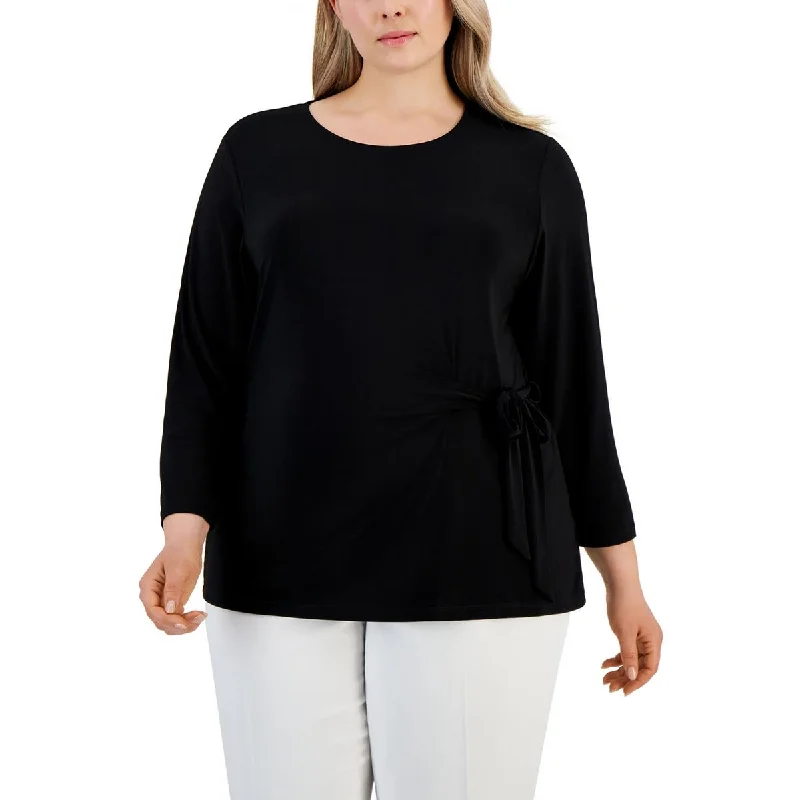 Big Discounts Kasper Womens Plus Side Tie Work Pullover Top