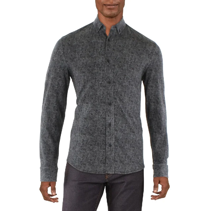 Discount Days Kenneth Cole Mens Collared Stretch Button-Down Shirt