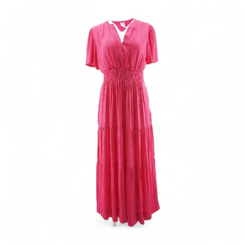 Deal Zone Magenta Solid Maxi Dress