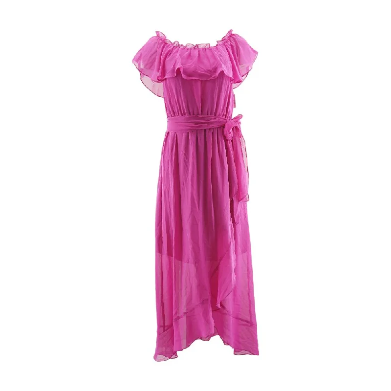 Online Only Magenta Solid Maxi Dress
