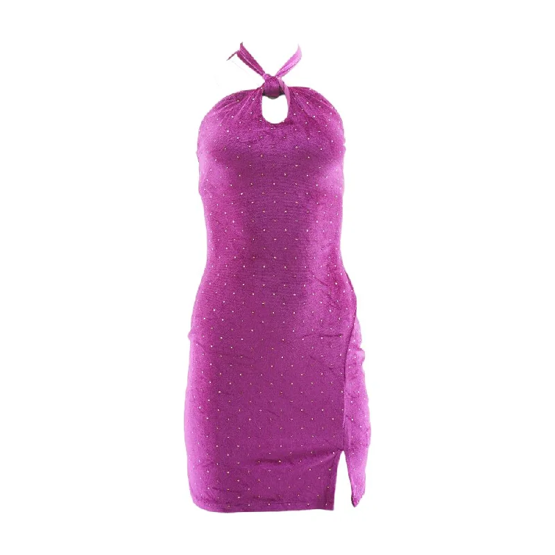 Reduced Prices Magenta Solid Mini Dress