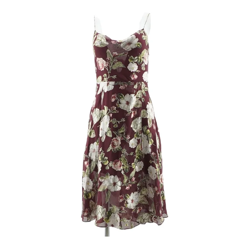 Best Bargains Maroon Floral Midi Dress