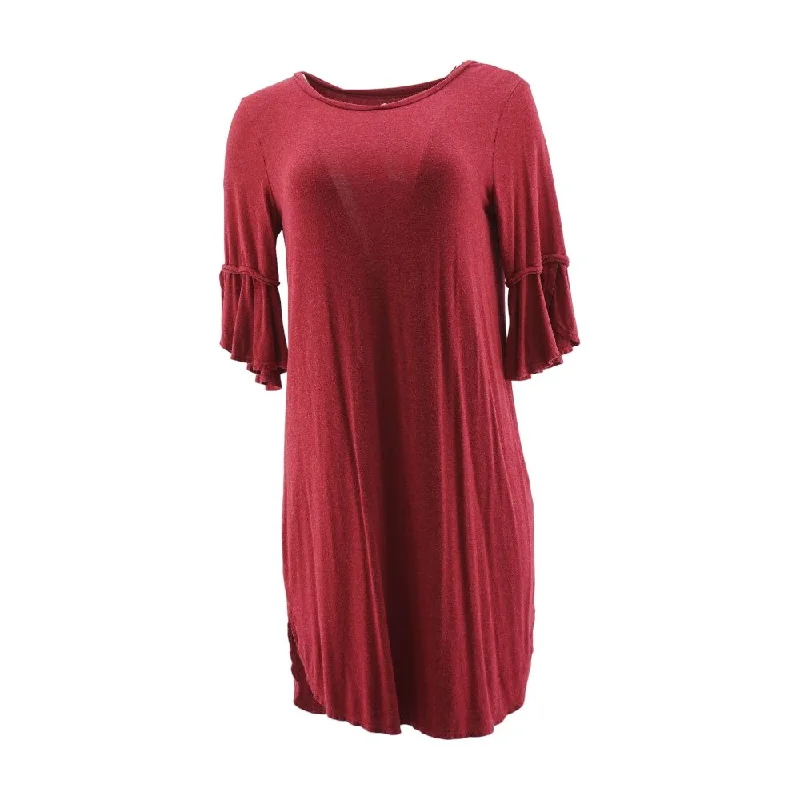 Final Clearance Maroon Solid Midi Dress