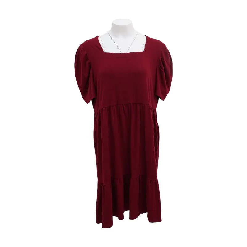 Deal Alert Maroon Solid Midi Dress