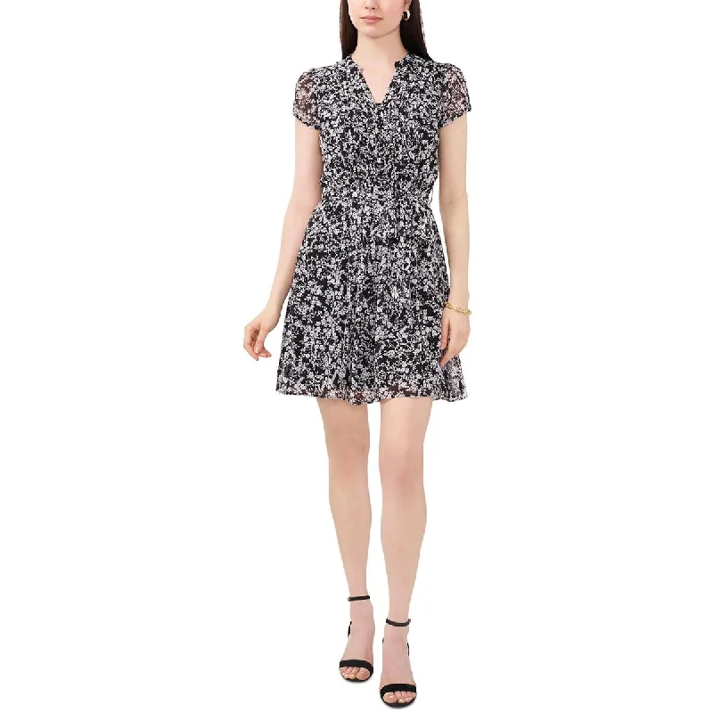 Seasonal Sale MSK Womens Petites Floral Print Chiffon Shirtdress