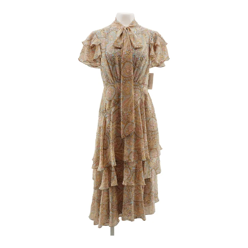 Midnight Madness Multi Paisley Print Asymmetric Midi Dress
