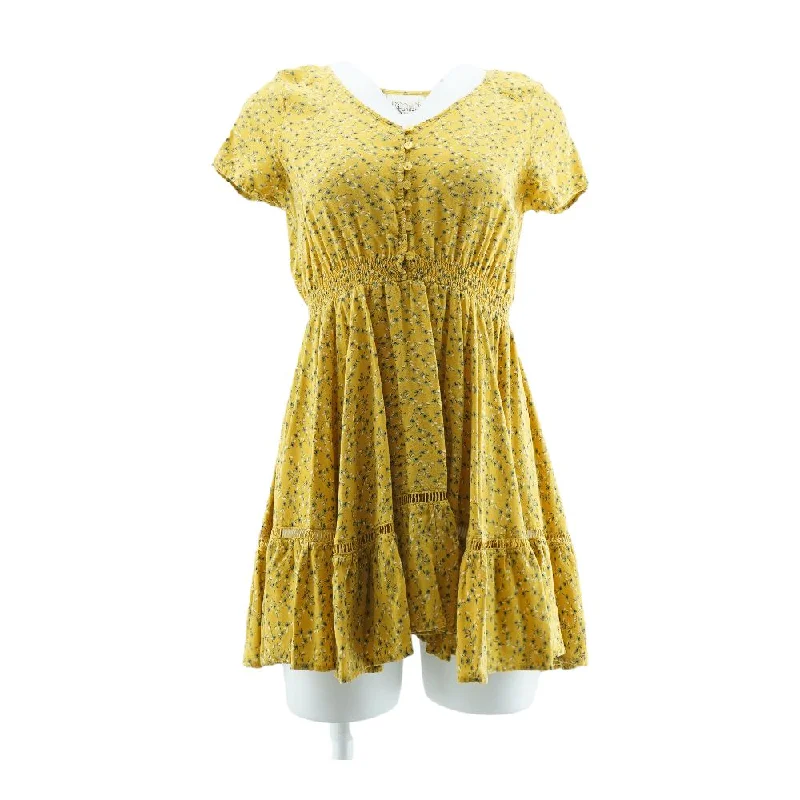 Year-End Sale Mustard Floral Midi Dress