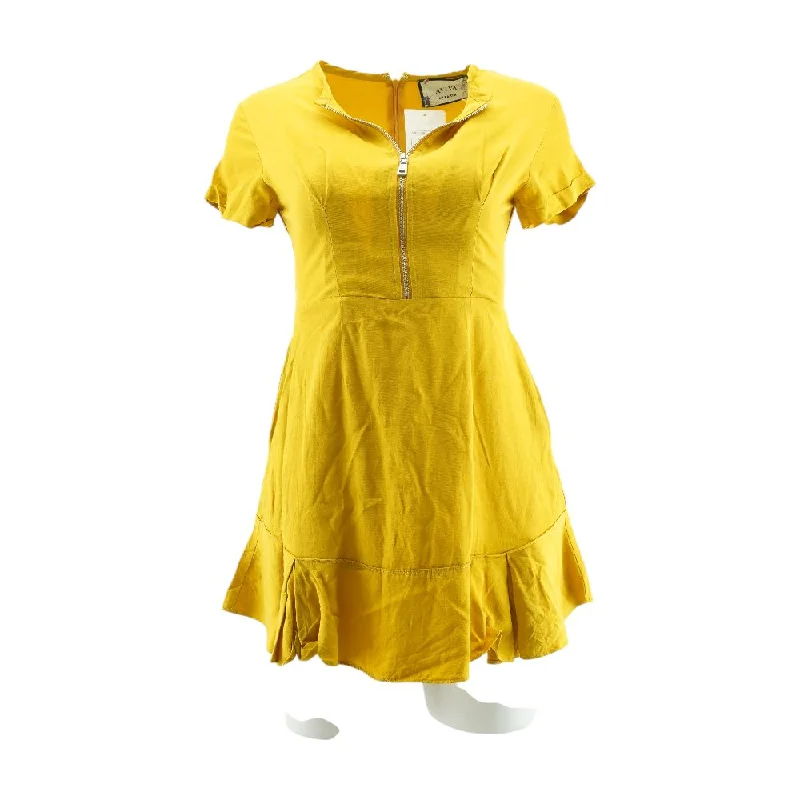 Limited Availability Mustard Solid Midi Dress