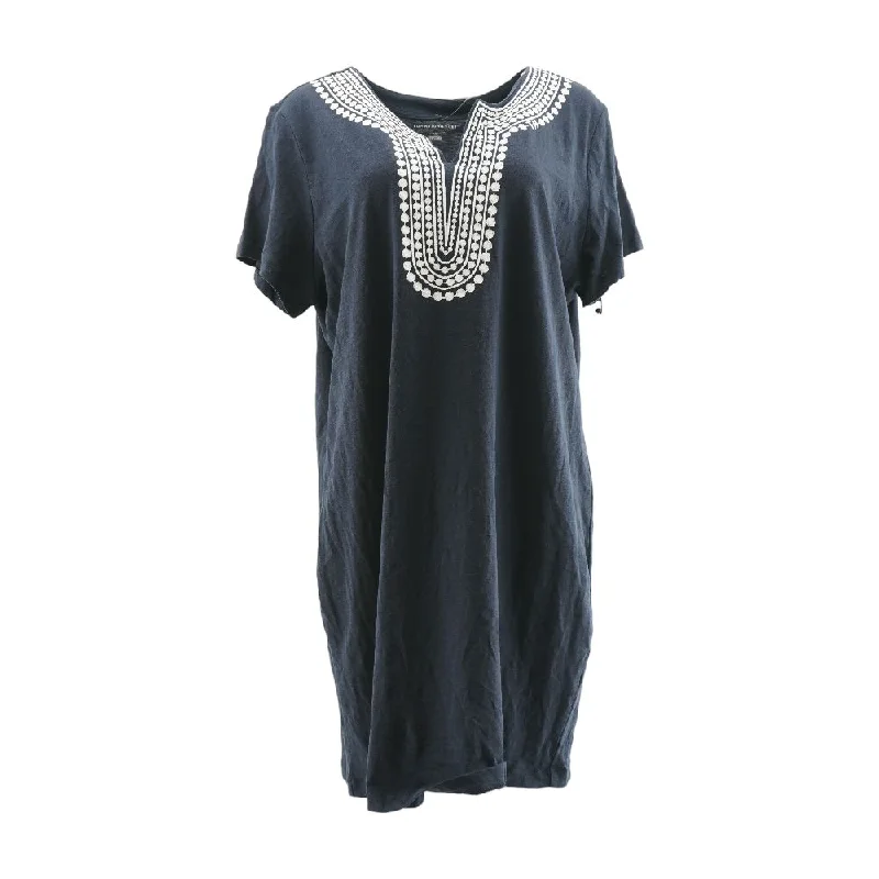 Major Savings Navy Solid Midi Dress