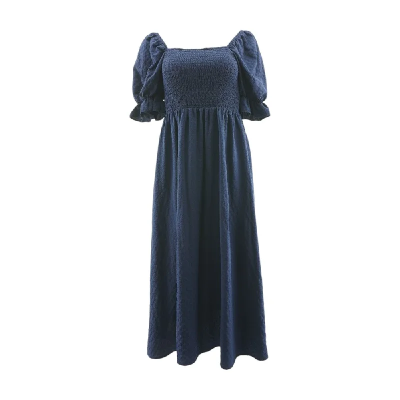 Instant Discount Navy Solid Midi Dress