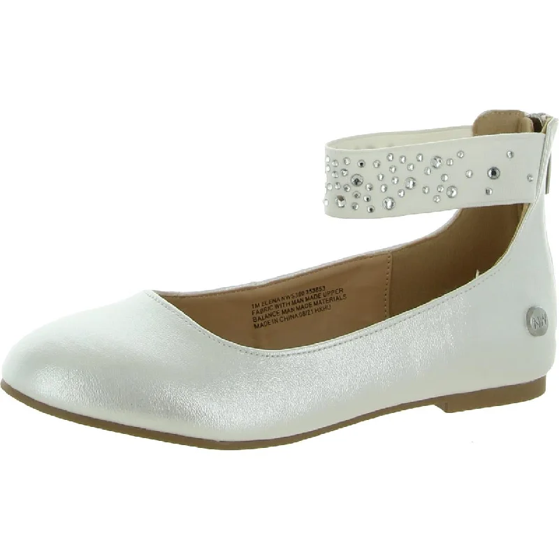 Steals and Deals Nine West Girls Faux Leather Slip On Ballet Flats