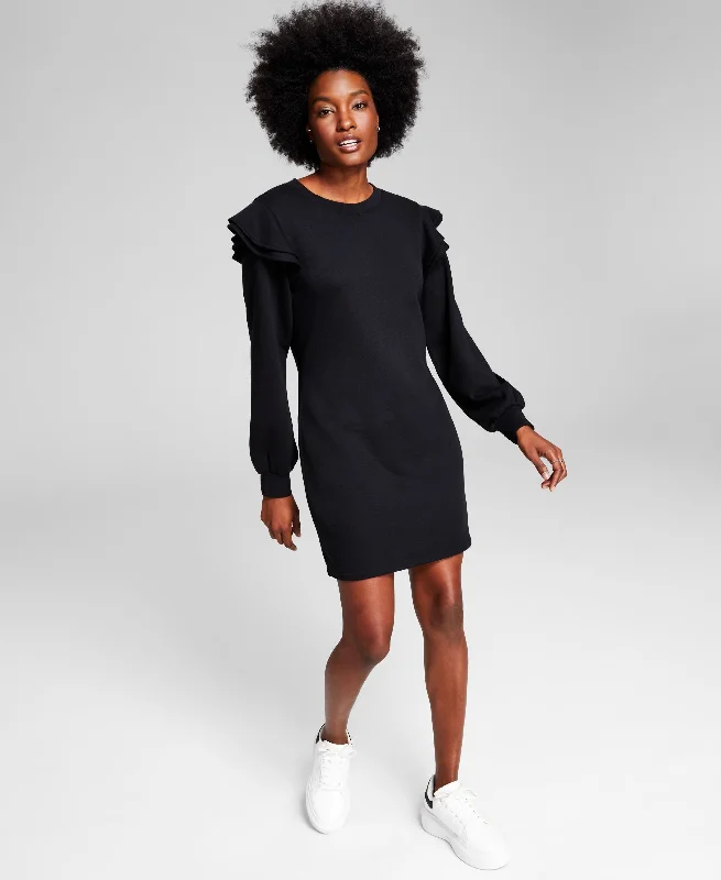 Buy Now Now This Womens Ruffled Sweatshirt Dress