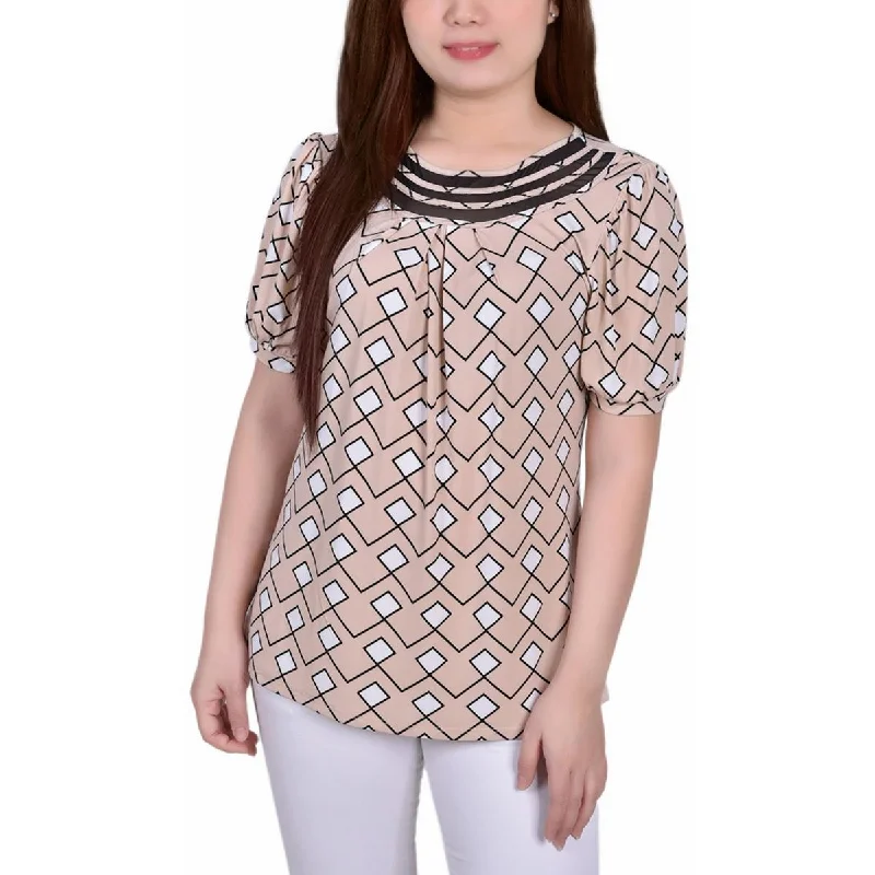 Time-Limited Offer NY Collection Womens Petites Crewneck Printed Blouse