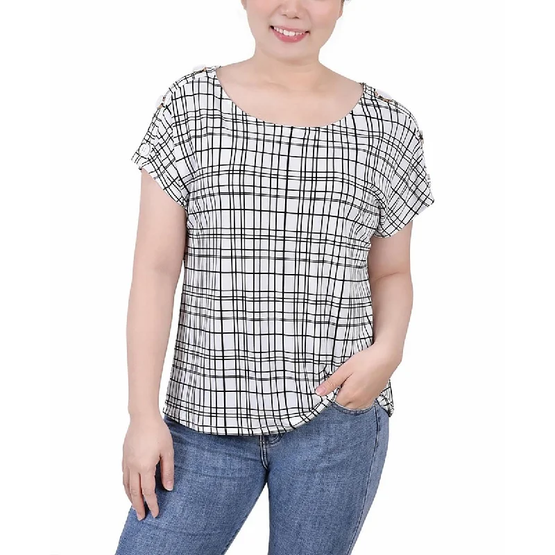 Lowest Price NY Collection Womens Petites Printed Jersey Blouse