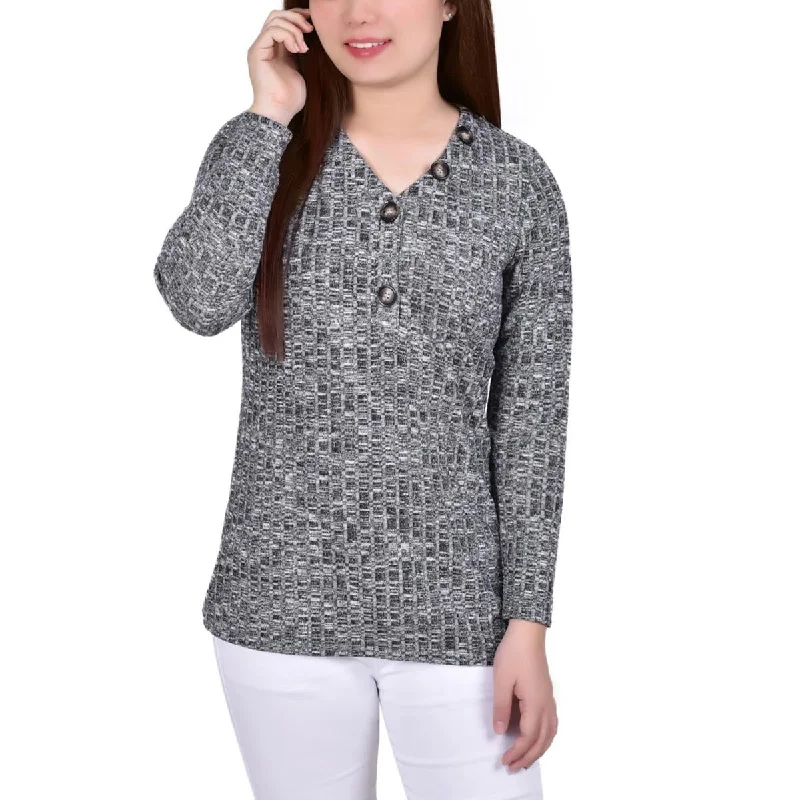 Can't Miss NY Collection Womens Petites Ribbed Pullover Top