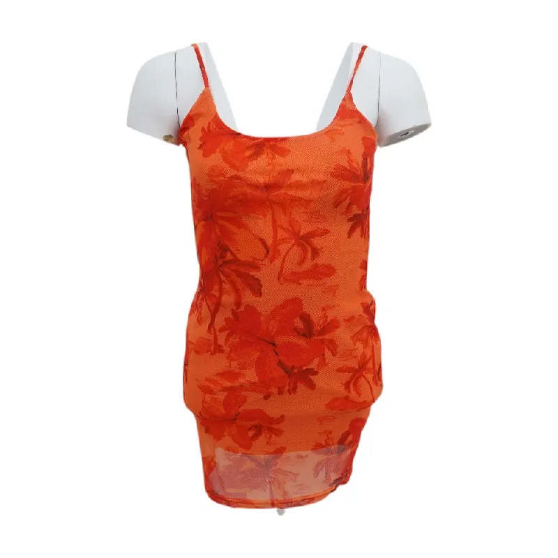 Quick Sale Orange Floral Mini Dress