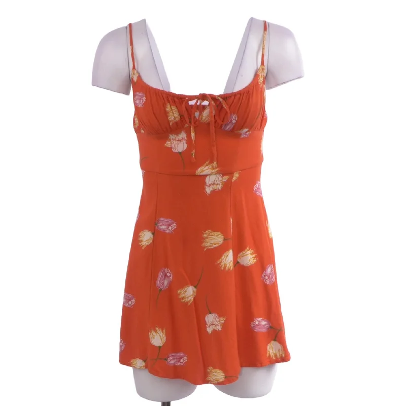 Factory Direct Sale Orange Floral Mini Dress