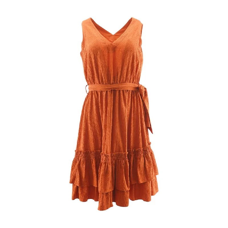 One-DAY Sale Orange Solid Midi Dress