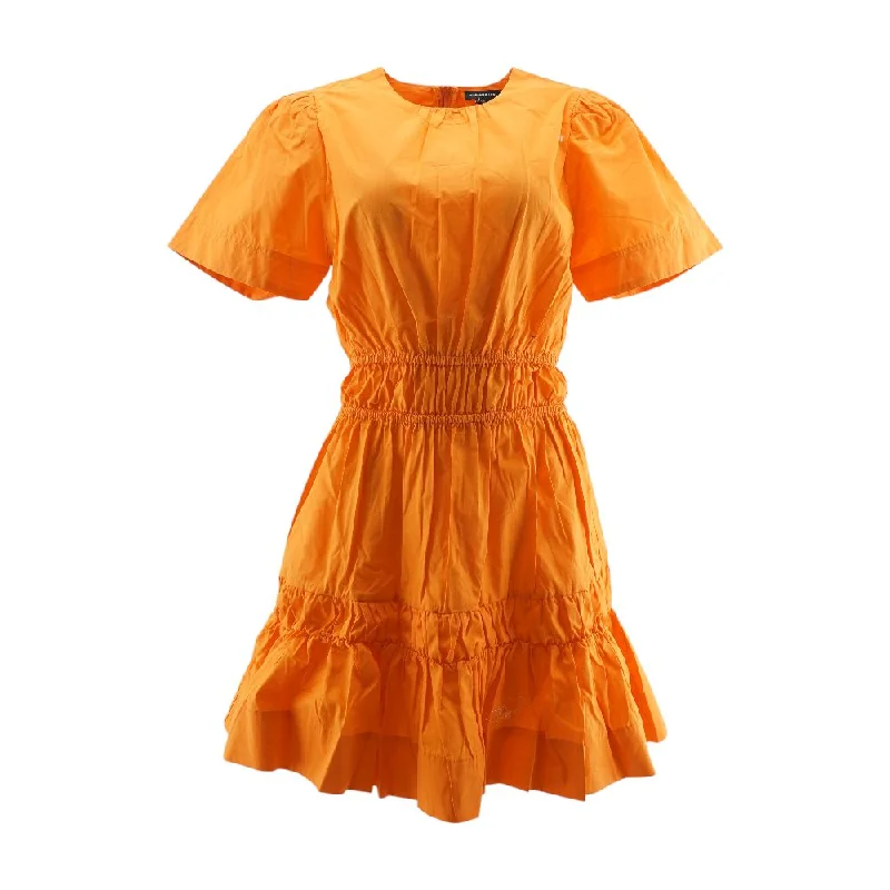 Take Advantage Orange Solid Midi Dress