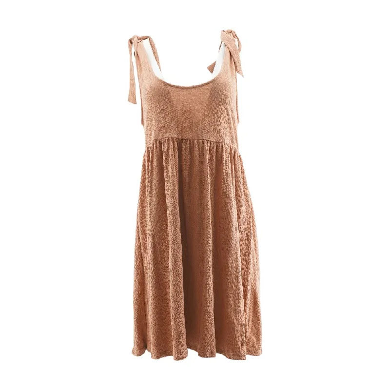 Daily Deals Orange Solid Midi Dress
