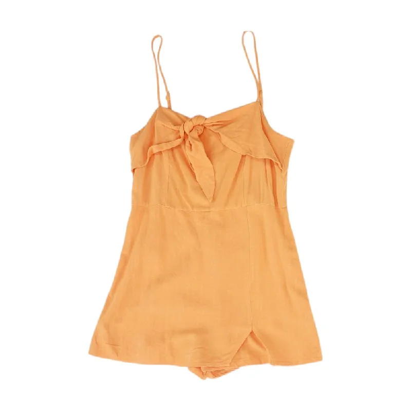 Act Fast Orange Solid Romper