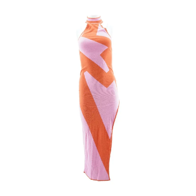 Savings Event Pink Color Block Maxi Dress