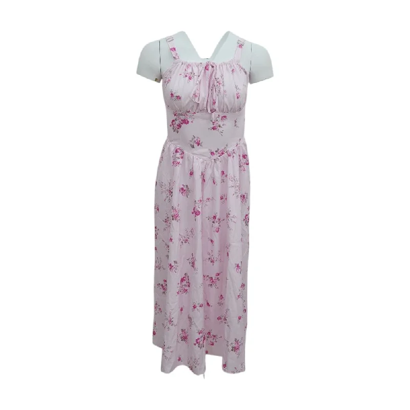 Act Fast Pink Floral Midi Dress