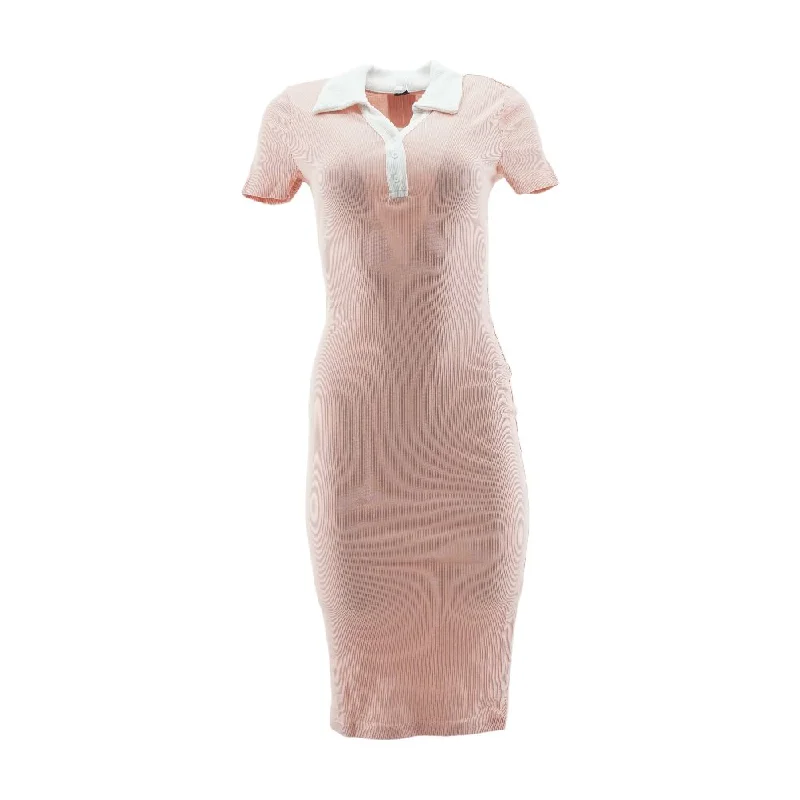 Steals and Deals Pink Solid Midi Dress