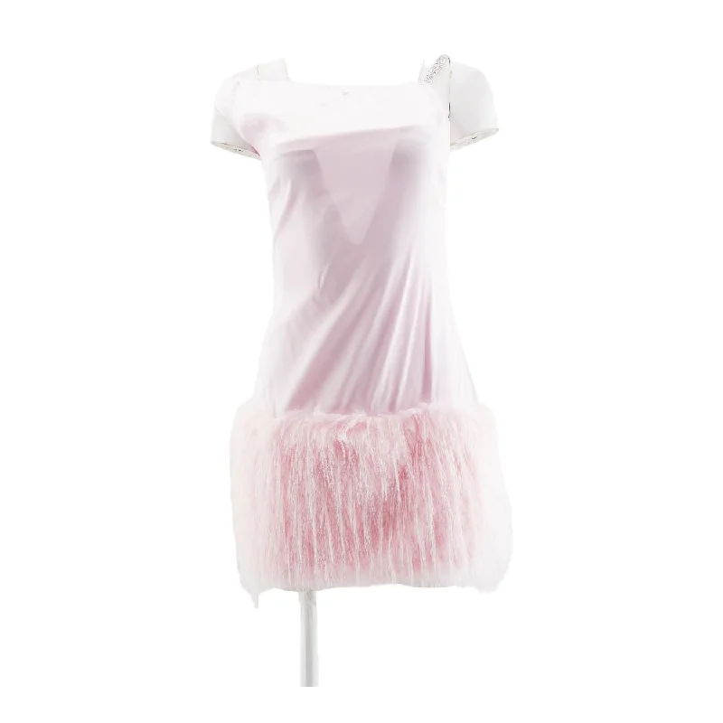 Today's Special Pink Solid Mini Dress