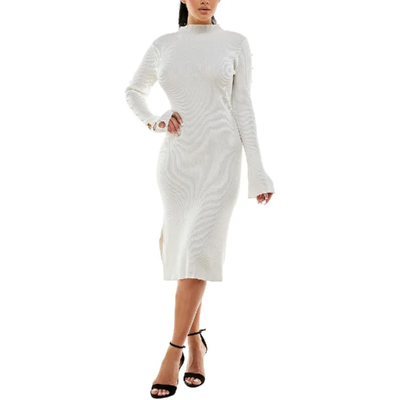 Unmissable Offer Planet Gold Womens Juniors Beaded Mid Calf Sweaterdress