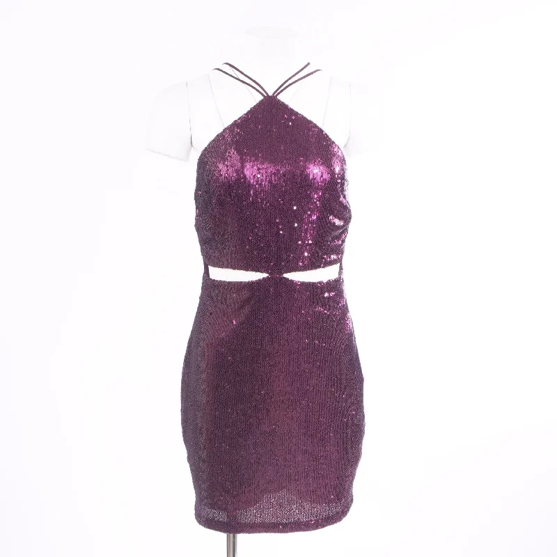 Can't Be Beat Purple Solid Mini Dress