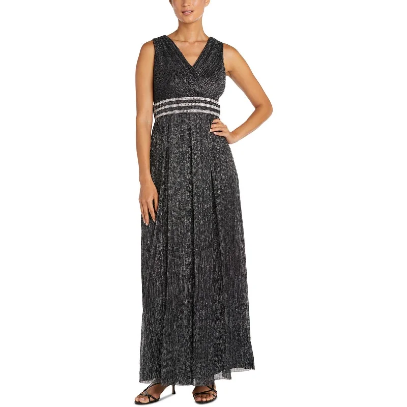 Price Drop R&M Richards Womens Metallic Embellished Evening Dress